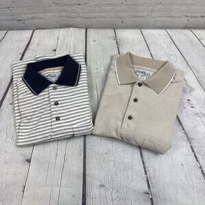 Lot Of 2 Penguin Munsingwear Fairlane Polo Shirts Blue And Tan Mens Medium